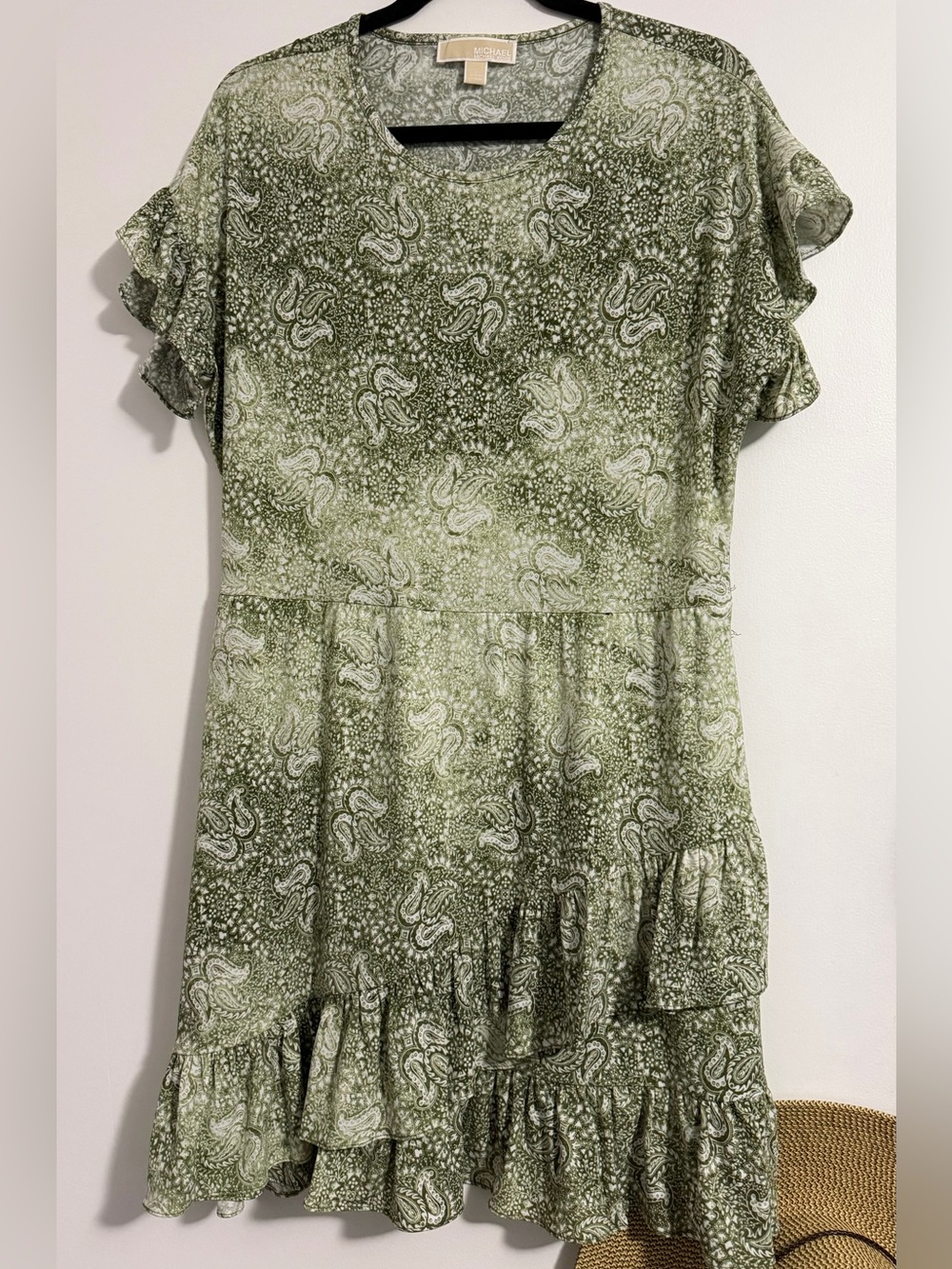 MICHAEL MichaelKors Paisley Ruffle JERSEY DRESS Easycare EUC